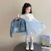 Traje de Mezclilla para Niñas Primavera y Otoño 2026 Nuevo Elegante Malla Elsa Falda Traje Vestido de Princesa para Bebé Conjunto de Dos Piezas
