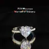 Anillo de boda para mujer Versa alto con diamantes de imitación, corazón de niña, corazón con garra chapada en oro, incrustado, moda, fuerte retención de color, anillo diario