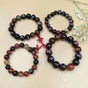 Pulseira Buda Lótus Ônix Vermelho Pulseira Mantras Seis Palavras Bronzeado Pulseira Casal Ônix Vermelho e Preto