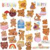 Tarjeta de oso rojo de internet retro coreana, decoración para tartas, pancarta de feliz cumpleaños, tarjeta sencilla para mesa de postres