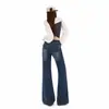 Calça Flare Vintage MY& para Mulheres, Novo Estilo Outono e Inverno, Emagrecimento e Disfarce, Elástica, Calça Flare Não Apertada, Azul