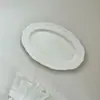 Prato de renda em relevo estilo Ins, prato de cerâmica branco puro, borda em relevo francesa, prato de jantar estilo ocidental, prato para sobremesa e café da manhã
