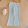 [Casa Rosa] Pantalones Acampanados para Niñas, Pantalones de Yoga de Cintura Alta con Protección Solar de Verano, Pantalones Deportivos Casuales para Niñas