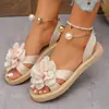Sandálias Planas Femininas Casuais Confortáveis Florais Slip-on Moda Europeia Americana Plus Size de Comércio Exterior de Verão 2026