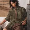 Camisas e Jaquetas Florais Retrô Estilo Japonês Harajuku de Verão para Homens e Mulheres Estilo Ins Street Sem Gênero Soltas de Manga Curta