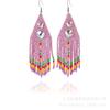 Pendientes de estilo étnico bohemio de venta caliente transfronteriza, pendientes encantadores de cuentas de arroz japonesas con circonita, pendientes de borlas tejidas a mano para mujer