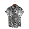 Camisa hawaiana transfronteriza impresión 3D patrón de leopardo elástica en cuatro direcciones cómoda casual manga corta suministro directo de fábrica