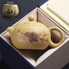 Tetera de Arcilla Púrpura Hecha Completamente a Mano, Olla Dorada Vieja de Barro Xishi, Ocho Caballos que Cambian de Color, Agua que se Rompe, Fénix Cantando, Una Olla y Dos Tazas de Té