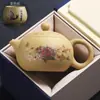 Olla de Barro Baifu Morado Segmento Dorado, Olla Cantante Fénix, Olla Xishi de Barro Mineral Original, Juego de Té Kung Fu Hecho Completamente a Mano con Una Olla y Dos Tazas