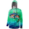 Moletom com Capuz de Pesca Masculino Padrão Criativo Oceano 2024 Transfronteiriço com Máscara para Proteção Solar em Atividades ao Ar Livre de Verão