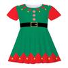 Ropa Infantil Transfronteriza de Amazon Vestido de Moda para Niñas Vestido de Falda Infantil de Manga Corta con Estampado Digital Navidad