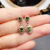 Venta al por mayor de fábrica Pendientes Populares de Diopsido Natural con Incrustaciones de Plata S925 Piedra Principal 3*4 Joyería de Lujo Venta Directa de Fábrica