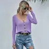 Comércio Exterior Europeu e Americano Amazon AliExpress eBay Suéter Cardigan Simples de Comprimento Médio Feminino Malha Jaqueta Gola V