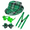 Artículos Populares de Alta Venta para Carnaval y San. Día de San Patricio: Máscara de Plumas de Trébol, Correa para el Hombro con Cadena de Cuentas Electroplateada, Conjunto de Falda de Tul en Stock