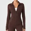 Chamarra de Yoga Otoño Invierno Cuello Alto Corte Delgado Chamarra Ropa para Fitness Correr Yoga Top de Manga Larga Ajustado para Mujer En Stock Venta al por Mayor