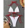 2026 Nuevo Traje de Baño Transfronterizo de Comercio Exterior con Bloques de Color y Amarre con Decoración de Cerezas 3D para Sesión de Fotos en Playa de Isla Bikini para Mujer