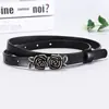 Cinturones de Cuero para Mujer al por Mayor, Cinturones de Cuero Lisos Negros Simples con Hebilla, Cinturones Delgados Decorativos Casuales Versátiles de Moda