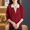 Suéter de Punto Holgado y Adelgazante para Mujer, Nuevo y Elegante Punto de Otoño e Invierno, Diseño Falso de Dos Piezas