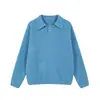 Yidao Vintage 2025 Outono/Inverno Novo Suéter com Gola Polo Estilo Preguiçoso para Casal Tricô Casual Solto Unissex