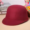 Sombrero de Lana Cálido Nuevo de Primavera y Otoño para Mujer, Sombrero Redondo Retro Británico para Exteriores, Gorra Plana, Dropshipping