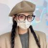 Boina de estilo coreano para mujer, gorro versátil de punto rizado con rizos de celebridades de Internet, gorro de pintor adelgazante de cara grande, novedad de 2023