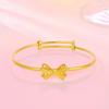 Pulseira Doce de Laço Dourado Areia para Menina Abertura Ajustável Pulseira Estéreo de Laço Joia de Presente