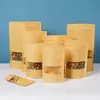 Bolsas de Papel Kraft con Ventana en Stock, Bolsas Autosoportables Auto-Sellantes Mate, Bolsas para Empaque de Snacks y Frutos Secos, Bolsas para Té con Logo Personalizable