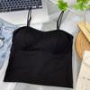 Venta caliente camisola modal color liso espalda descubierta almohadilla de pecho desmontable uso interior y exterior sujetador de pecho tubo top para mujer nuevo