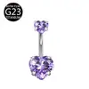 Amazon Transfronterizo Nuevo Anillo para Ombligo con Forma de Corazón de Aleación de Titanio G23 Anillo para Ombligo de Titanio F136 con Rosca Interna