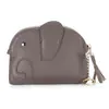 Bolsa para Monedas de Piel de Vaca de Primera Capa para Mujer, Bolso Mini Corto, Llavero de Elefante Japonés Lindo, Ultra Delgado, Bolsa para Monedas, Piel Genuina