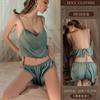 Yiyue lingerie sexy camisola sexy com alças, pijama fino de cetim de alta qualidade, uniforme feminino com peito pequeno 8816