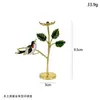 Pintura al Óleo Manualidad Ramas y Hojas de Metal Pájaro Pequeño Adorno Urraca Pájaro de Pico Grande Hogar Escritorio Pequeña Decoración Base de Flor de Rosa