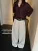 Su Xinlan/YOUMO Moda de Principios de Otoño Estilo Minimalista de Moda Pantalones Casuales Versátiles Adelgazantes de Pierna Ancha 1735 (con cinturón)