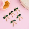 Accesorios para Joyería DIY de Aleación Transfronterizos Colgante Creativo de Lazo Aretes de Hoja Verde Accesorios para Pulsera Llavero