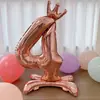 Balão de Folha de Alumínio 32 polegadas Coroa Dourado Rosa em Pé com Base Números 0-9 Decoração para Festa de Casamento Aniversário