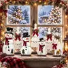Adornos de Madera Navideños para Escritorio 7 Piezas Muñeco de Nieve Envejecido Árbol de Navidad Adornos Festivos Decoración Central para el Hogar de Escritorio