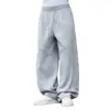 Calça de moletom masculina com tachas laterais e barra dividida, estilo retrô americano, com cordão, perna larga, fluida, casual, longa, para AliExpress transfronteiriço
