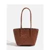 Bolso de Mano de Paja Imitación Ratán Gran Capacidad Bolso Tejido Bolso de Playa Cesta de Compras Bolso de Regalo Bambú de Mano de Moda Tejido