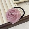 Lazo para el cabello de hilo súper hada con flor de rosa, minimalista para niña, fresco, goma elástica para atar el cabello, accesorios para el cabello de cola de caballo