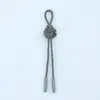 Nó Mandala de Cor Sólida com Ponta de Borracha, Cordão Decorativo com Pingente de Algodão Reciclado 13cm, Pingente de Chaveiro Tecido à Mão
