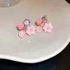 Pendientes de Borla de Flor de Perla Rosa Plateada Clavos de Oreja Pequeños Frescos Estilo Mori Accesorios de Oreja de Alta Gama Moda Venta al por Mayor