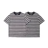 Bei Jie Roupa Masculina 2026 Verão Nova Camiseta Listrada Desgastada Masculina Gola Redonda Manga Curta Camiseta Solta de Manga Curta