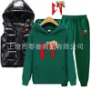 Comércio Exterior Outono e Inverno Conjunto de Três Peças de Moletom com Capuz, Calça de Moletom e Colete de Algodão Masculino e Feminino para Casais Roupa Casual com Forro de Lã