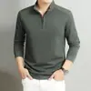 Camiseta de manga larga para hombre con cuello alto y media cremallera, nueva de otoño 2026, jacquard, estilo old money, casual, transpirable