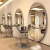 Espejo de Barbería Espejo de Salón Estación de Espejo Espejo de Pared Sencillo para Cortar el Cabello Estación de Espejo de Piso Espejo Ovalado