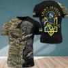 2024 novo comércio exterior para camiseta masculina verão manga curta emblema nacional da Ucrânia bandeira nacional impressão digital 3D moda