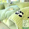 Funda Nórdica de Peluche de Conejo para Invierno Pieza Única 150x200x230cm Coral Leche Felpa Polar Más Terciopelo Engrosada Funda Nórdica Juego de Cuatro Piezas