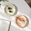 Plato de Fruta Redondo Geométrico de Mármol Vintage Estilo Francés Decoración de Escritorio de Lujo Ligero Nórdico Adorno de Almacenamiento Decoración Suave