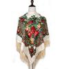 Estilo étnico Retro Borla Quadrado Primavera Verão Outono Inverno Baotou Cachecol de Barba Curta Flor Boêmia Cachecol de Comércio Exterior