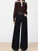 Yi Xiaoxiao 25 Outono e Inverno Novos Calças Longas de Cintura Alta com Controle de Barriga Slim-Fit Altas para Mulheres, Emagrecedoras Versáteis Moda Casual Calças de Perna Larga